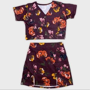 Floral crop top with skirt set